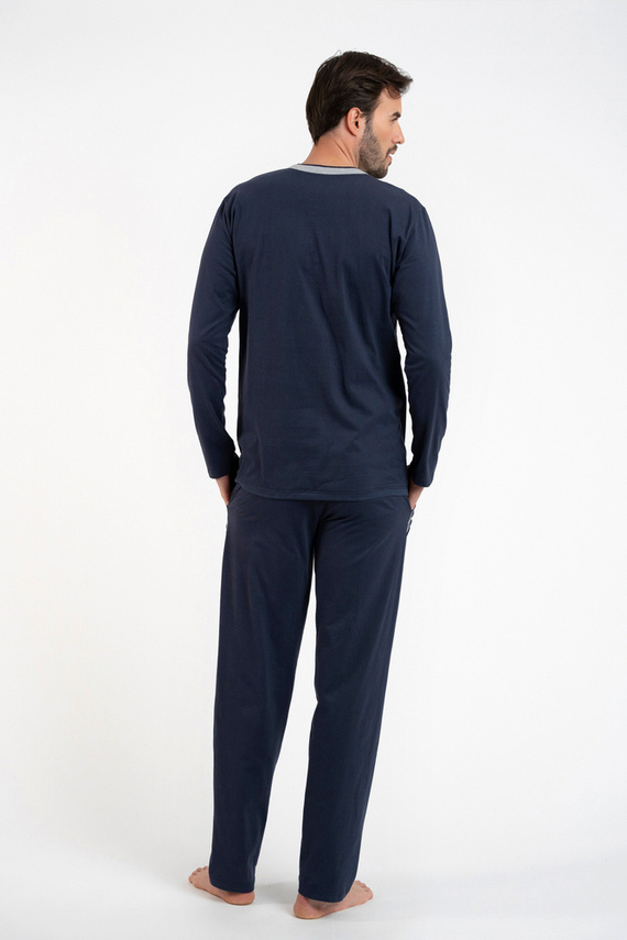  Zbyszek Herren Schlafanzug langarm, lange Hose Talian Fashion - navy blau 