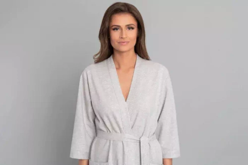 Karla Damenbademantel Italian Fashion - hell melange