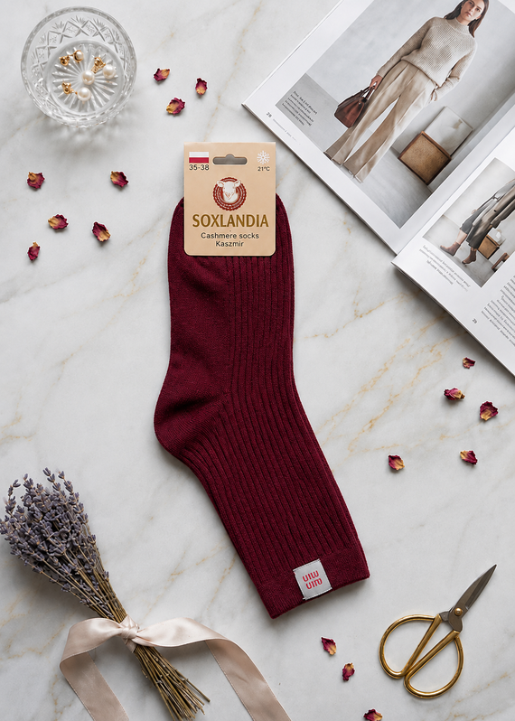 Damen Socken WIK Soxlandia 3044 wz.11 Kaschmir 95% Warm Winter - bordeaux