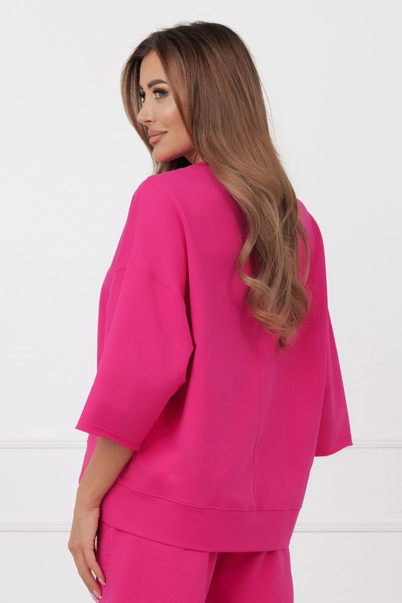 Bluza Kaori Italian Fashion 3/4-Arm Baumwolle Elastan - Fuchsia