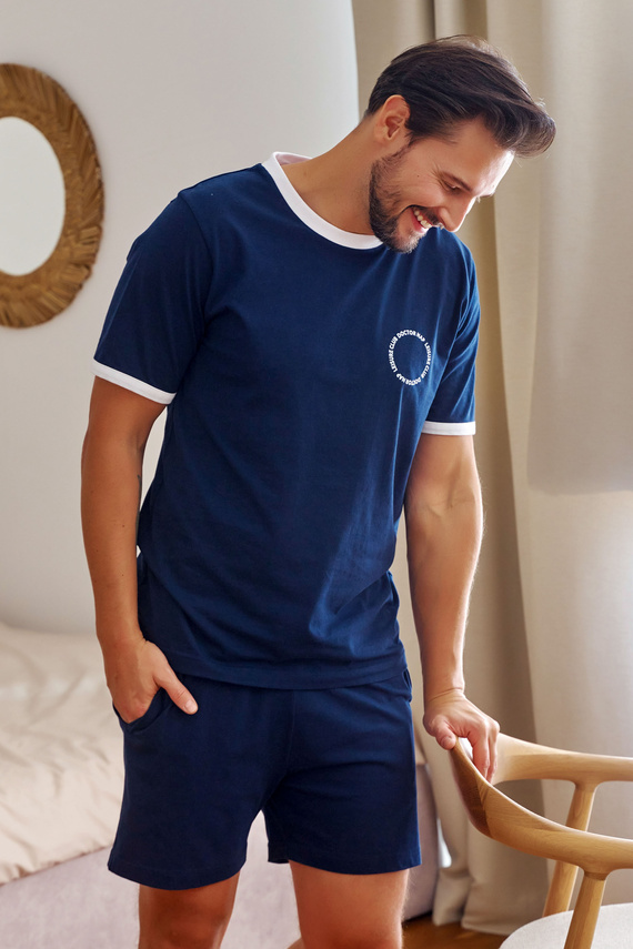 7218 Doctor Nap Herren-Pyjama – Marineblau