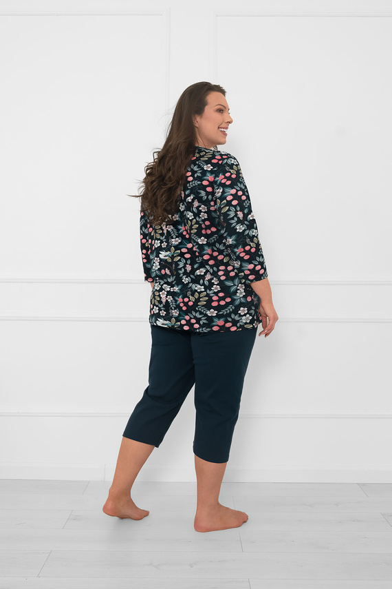 Damen Baumwollpyjama Lucja 3/4 Ärmel und Hose Italian Fashion  