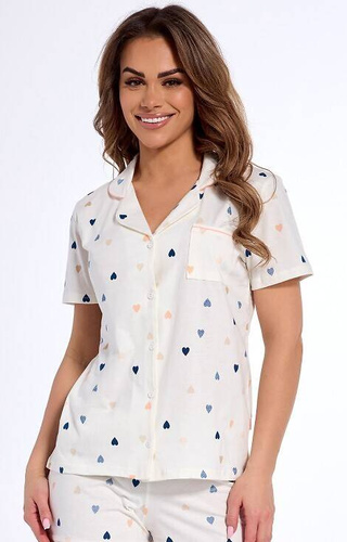 346/310 Love Cornette Ecru Damen-Pyjama mit Reißverschluss