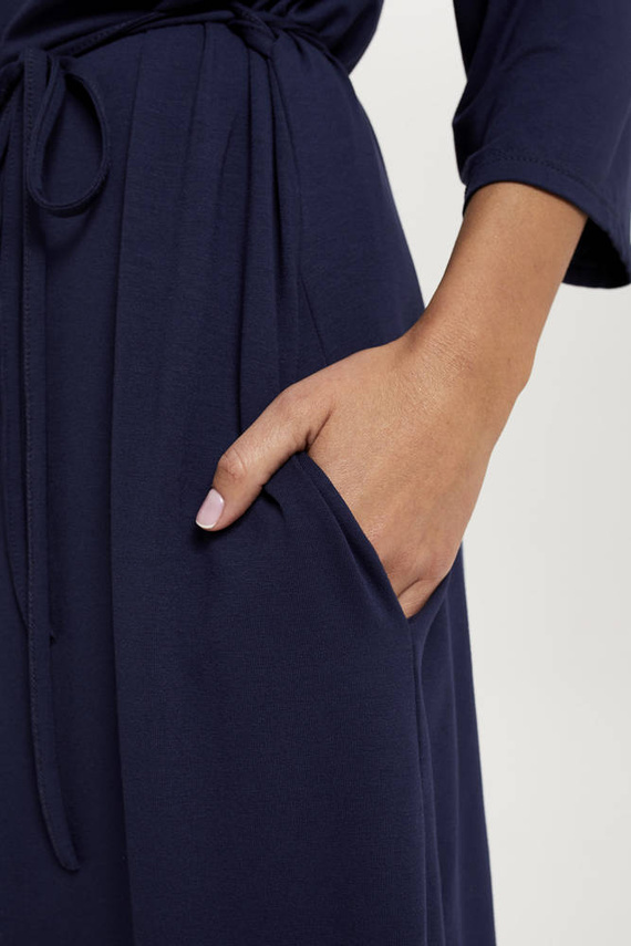 Song Damen 3/4 Ärmel Bademantel Italian Fashion - navy blau