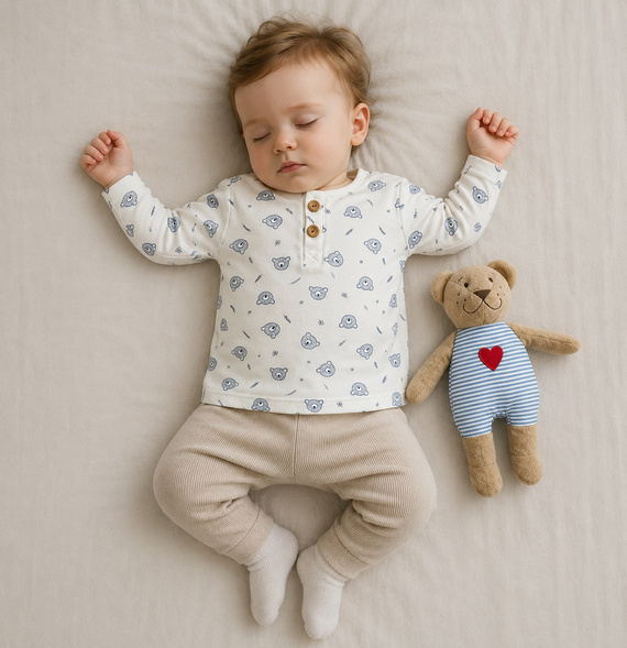 Mamatti Babyshirt aus Baumwolle Weiß Bären Langarm