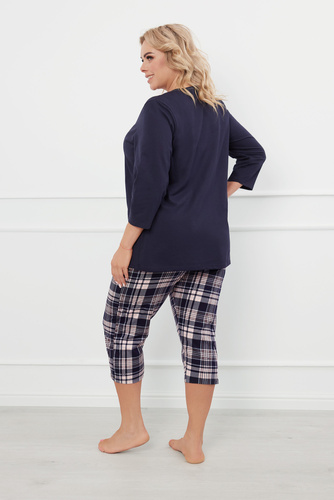 Dona Damen Schlafanzug 3/4 Ärmel, 3/4 Hose Italienische Mode - navy blau/print