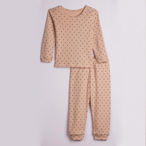 Nicol Hania 226036 Mädchen-Pyjama 100% Baumwolle Herzmuster Beige