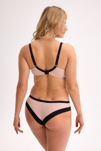 GFB 1328 Rina Gaia Brasilianischer Slip – Schwarz-Rosa, Spitze, Tüll, Baumwollzwickel