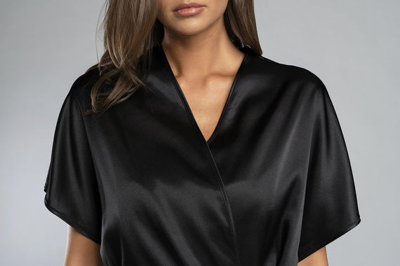 Touch Kurzarm-Bademantel Italian Fashion - schwarz