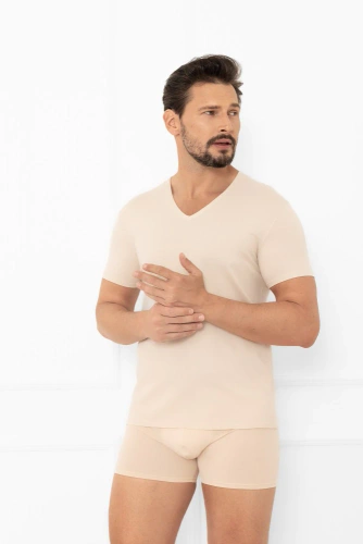 Apollo Herren-T-Shirt, Rundhalsausschnitt Italian Fashion - beige