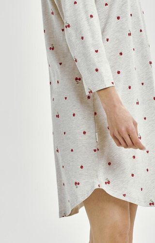 3431 Adele Taro Damenshirt, Grau – Baumwolle, fruchtiges Muster, 7/8 Ärmel