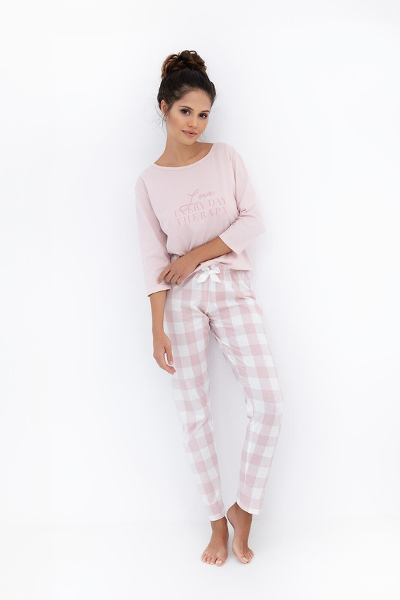 Annabelle Sensis Damenpyjama – Baumwolle, mit karierter Flanellhose