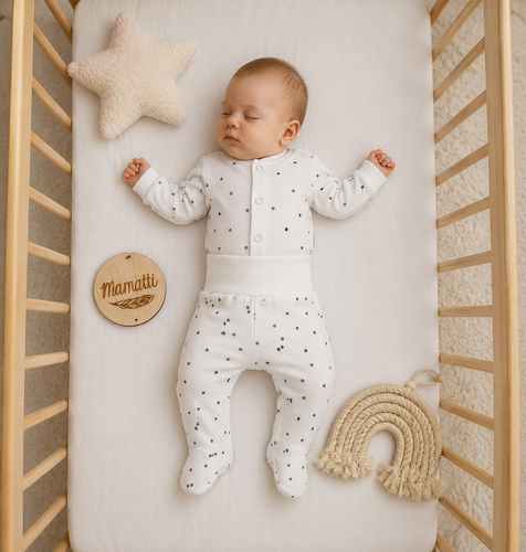 Mamatti KA16210 Baby-Baumwollkaftan mit Druckknöpfen und Sternenprint