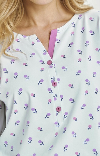 3446 Yolanda Taro Damenpyjama, blau – 7/8-Viskose-T-Shirt, Baumwollhose