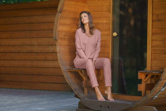 Karina Damen Langarmset, Hose Italian Fashion - Karamell 