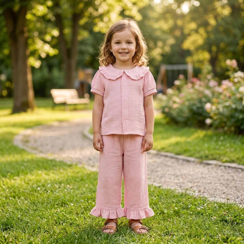 Mädchenhose Nicol 224331 Musselin 100% Baumwolle weit geschnitten, sommerlich - rosa
