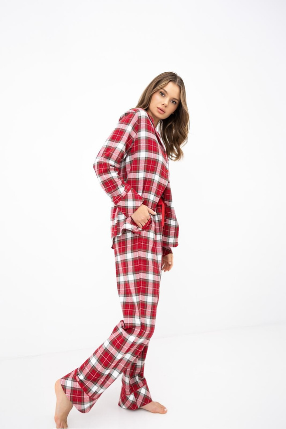 Sensis Yulie Damen-Flanell-Pyjama 100% Baumwolle Rot kariert