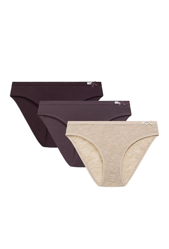 Höschen 3CLP-002 Sport Atlantic – Baumwolle, klassischer Schnitt, 3 Stück in einer Box beige/wein/lila