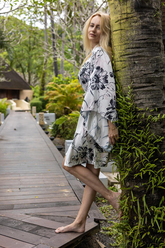 Capri Damen Morgenmantel Kalimo - Romantik