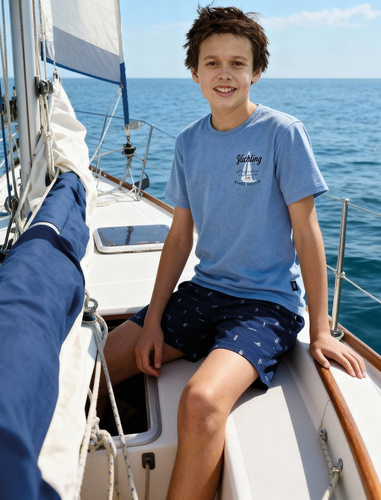 Jungen Baumwollpyjama Cornette Young Boy 790/127 Pacific blau