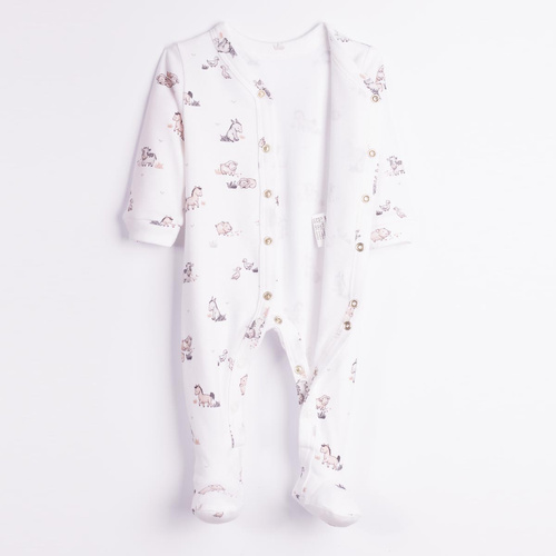 228031 Nicol FARMA Baby-Strampler 100% Baumwolle Tiere cremefarben