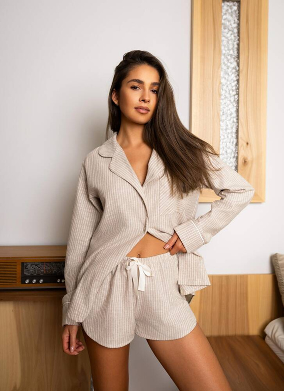 Allison Damenpyjama Flannel Sensis - Beige