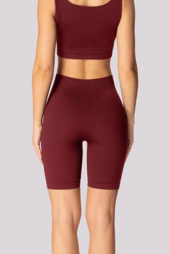 Gerippte Bikershorts für Damen von Mona, Burgunderrot