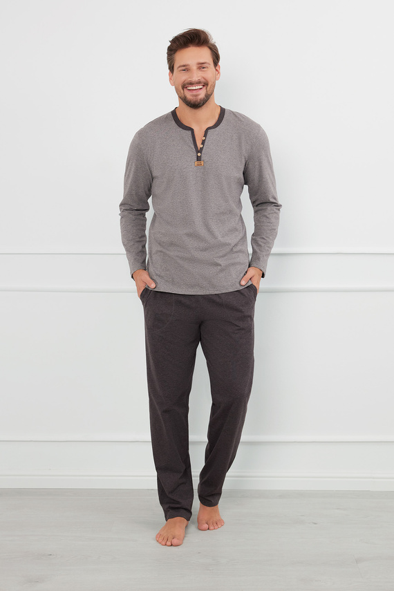 Julius Herren Schlafanzug mit langen Ärmeln, lange Hosen Italian Fashion - ¶r.melange/c.melanż