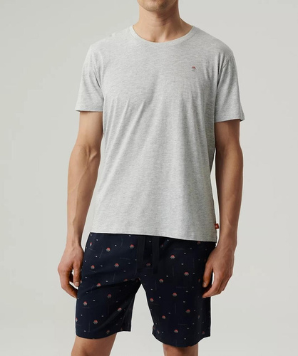 NMP-384 Herren-Kurzarmpyjama, Atlantikgrau, Marineblau