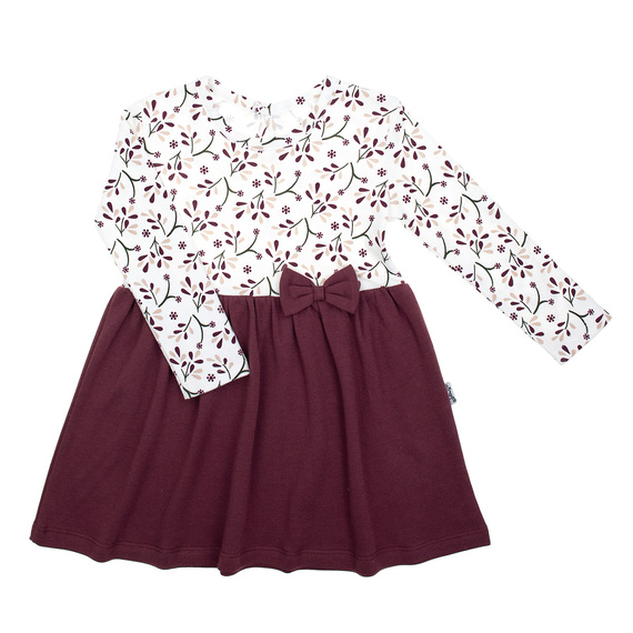 217166 Alisa Nicol Kleid – Baumwolle, lange Ärmel, Pflanzenmuster, Schleife