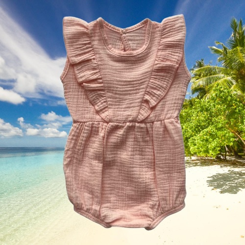 Mamatti Baby-Musselin-Strampler RA50206, luftiges Rosa