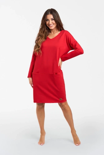 Karina Damen Langarm-Tunika Italian Fashion - rot