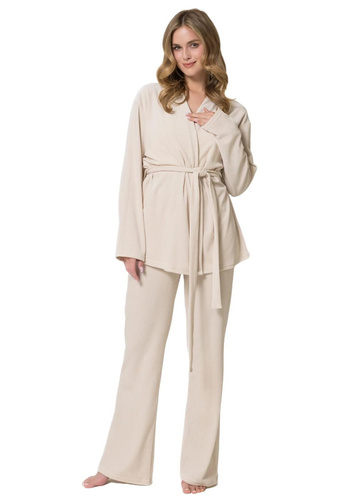 Leveza Donatell 1815 Damen-Set aus Velours Beige Pyjama Homewear