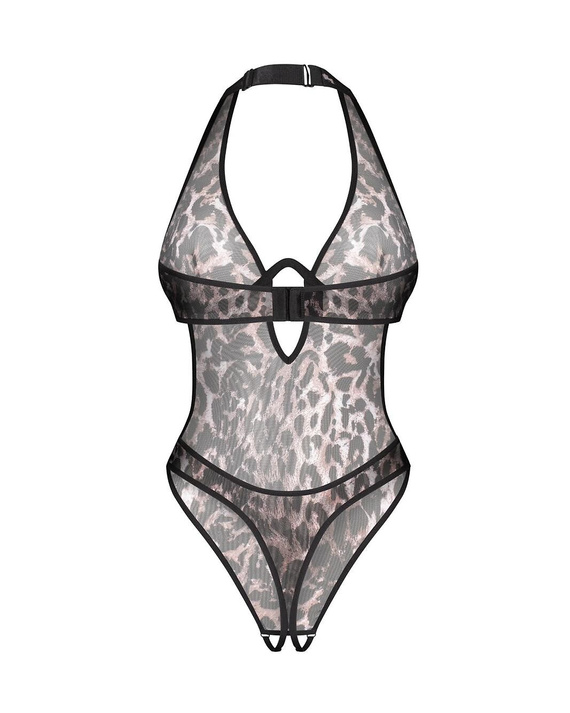 Body Obsessive Addia Teddy mit Monofischbein, Panthermuster, offene Rückenpartie