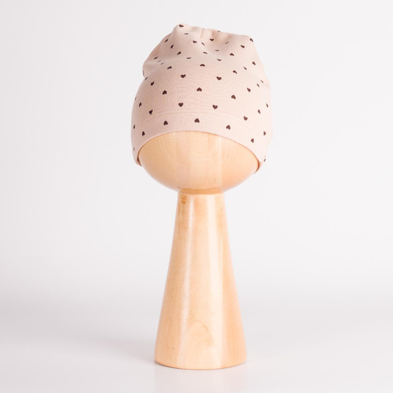 Nicol 226054 Baby-Mütze 100% Baumwolle Beige mit Herzchen