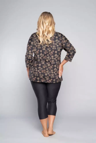 Pinnia Damen Schlafanzug mit 3/4 Ärmeln, 3/4 Hose Italian Fashion - print/graphite 