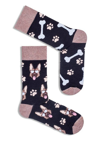 0125-036 German Shepherds and Bones Milena Herrensocken – schwarz