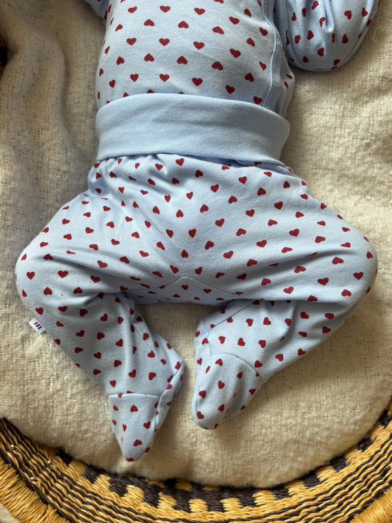 Baby-Halbschlafhose Love Eevi blau mit Herzen 100% Baumwolle