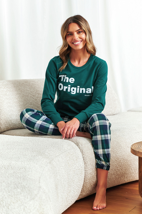 7340 Doctor Nap – Damen-Pyjama „The Original“ | 100 % Baumwolle, polnische Produktion – Smaragd