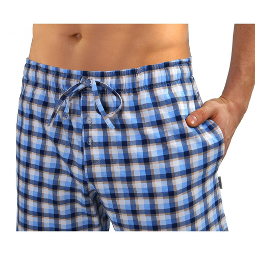 Milo 2 Sesto Senso kurze Pyjamahose, kariert 15, blau