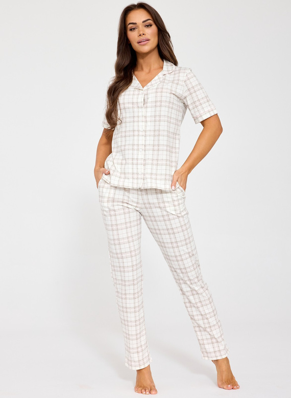 Cornette Holly 879/342 Damen Pyjama Baumwolle Knopfleiste kariert
