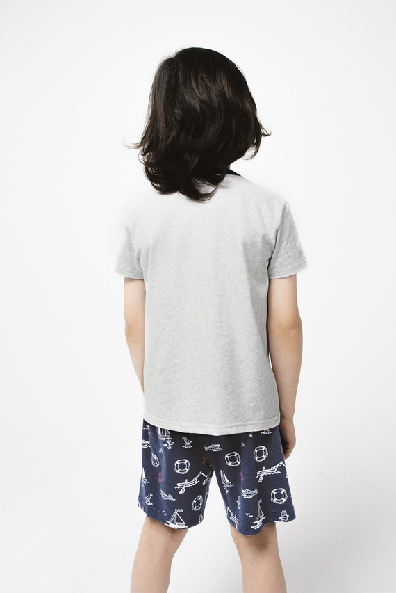 Kastos Jungen Schlafanzug mit kurzen Ärmeln, Hose Italian Fashion - hell melange