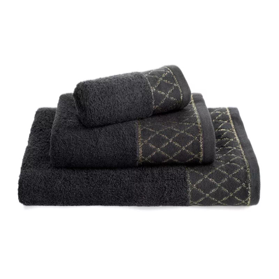 Eurofirany Handtücher Set 3 tlg weich saugstark elegante Handtücher Layla black