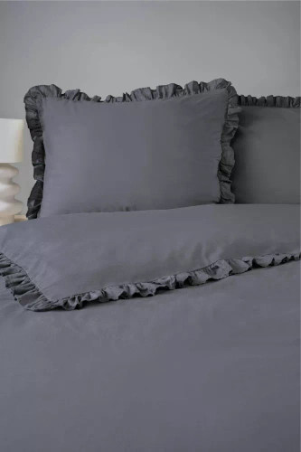 Pure 23 Einfarbige Baumwollbettwäsche Detexpol Graphit