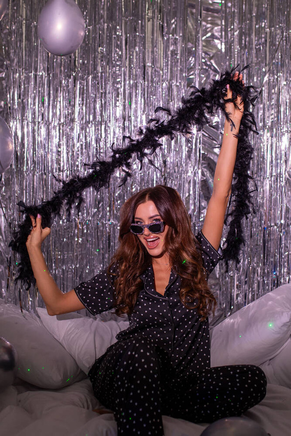 Ria Damen Schlafanzug kurzarm, lange Hose Italian Fashion - Druck