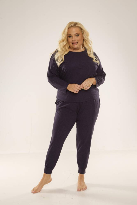 347 Paula Plus Size Damen Schlafanzug De Lafense - navy blau