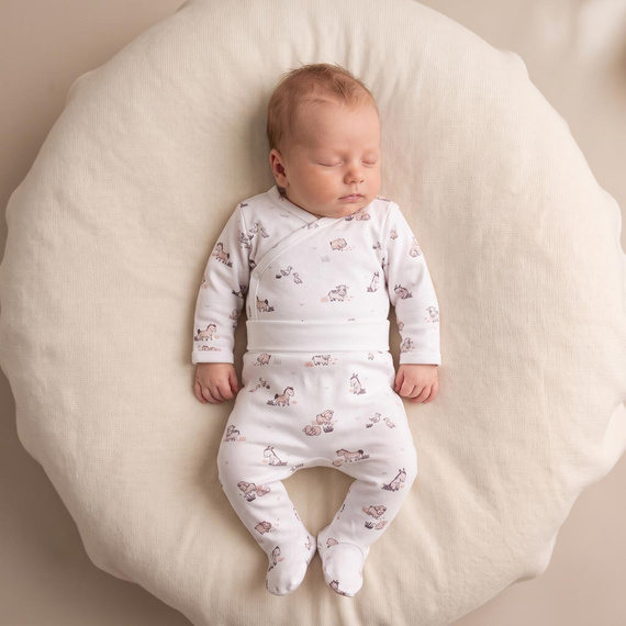 228009 Nicol FARMA Baby-Halbhosen aus Baumwolle, Tiermotive, cremefarben
