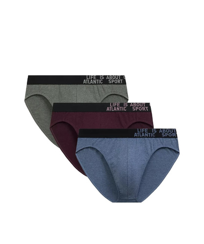 Herren-Slips Atlantic 3MP-209/25 grün-bordeaux-blau – Baumwolle, 3er-Pack, klassischer Schnitt