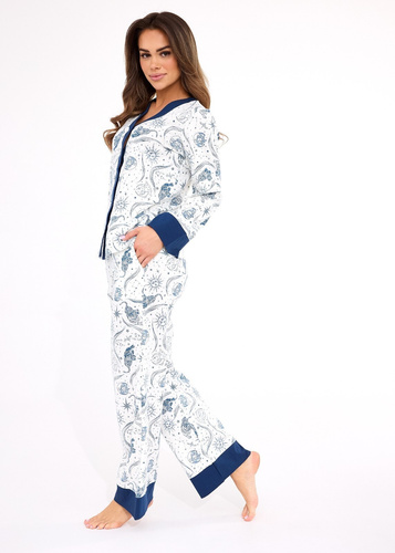 Damenpyjama 514/443 Amber CORNETTE – Baumwolle, lange Ärmel, geknöpft