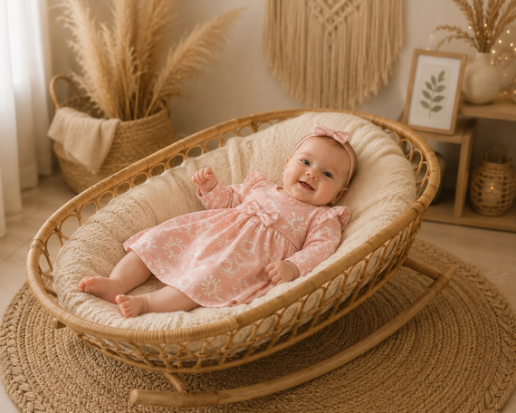 Sukienko-Body Mamatti SB16302 Rosa Baumwolle mit langen Ärmeln für Mädchen